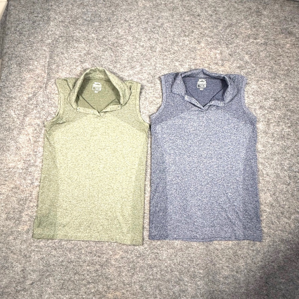 Slazenger Golf Sleeveless Polo Shirt 2 Pack Women XS Green Blue Athletic Tank